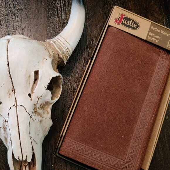 Justin Men's Roughout Leather Rodeo Wallet - Picture 1 of 1